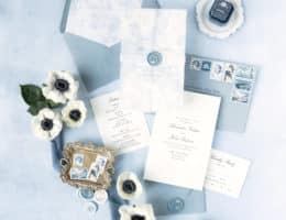 French Inspired wedding Invitation Flatlay